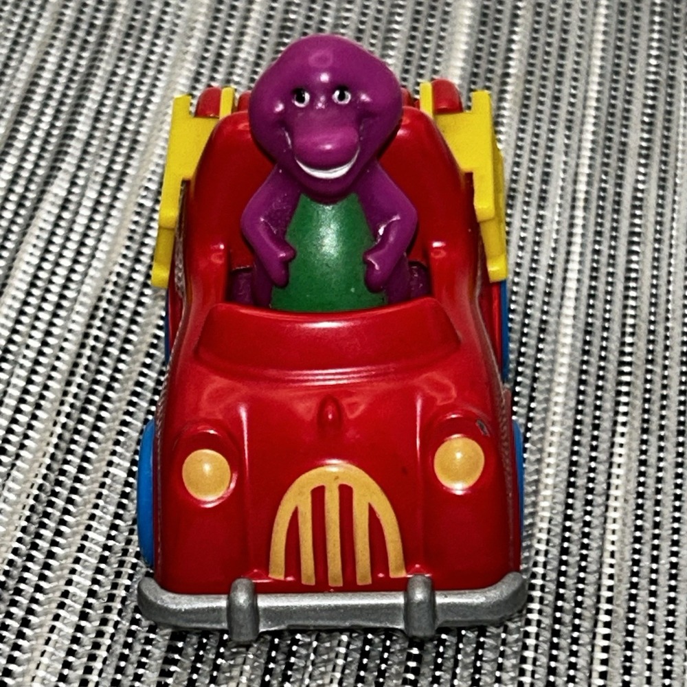 Vintage Barney Dinosaur Fire Truck Engine Die Cast Toy Car (Lyons Group 1993)
